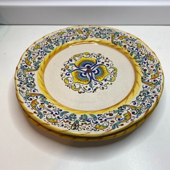 Dining Set Of 2 7 34 Meridian Ceramiche Hand Painted Pottery Salad
